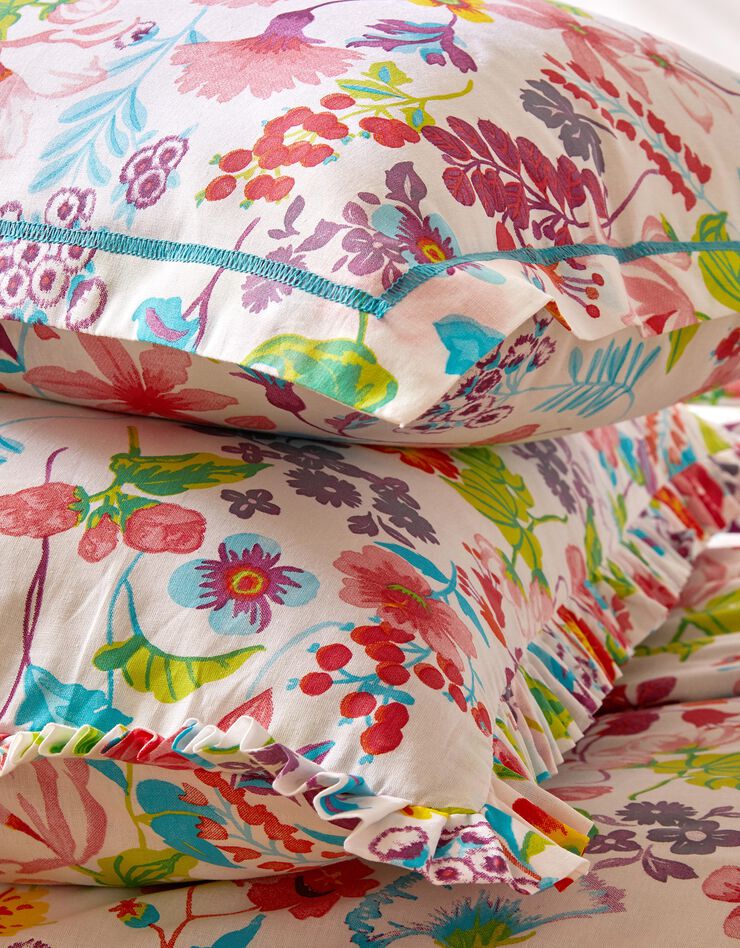 Bedlinnen Kelly in katoen met bloemenprint (wit)
