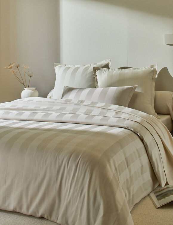 Linge de lit satin rayé (beige clair)