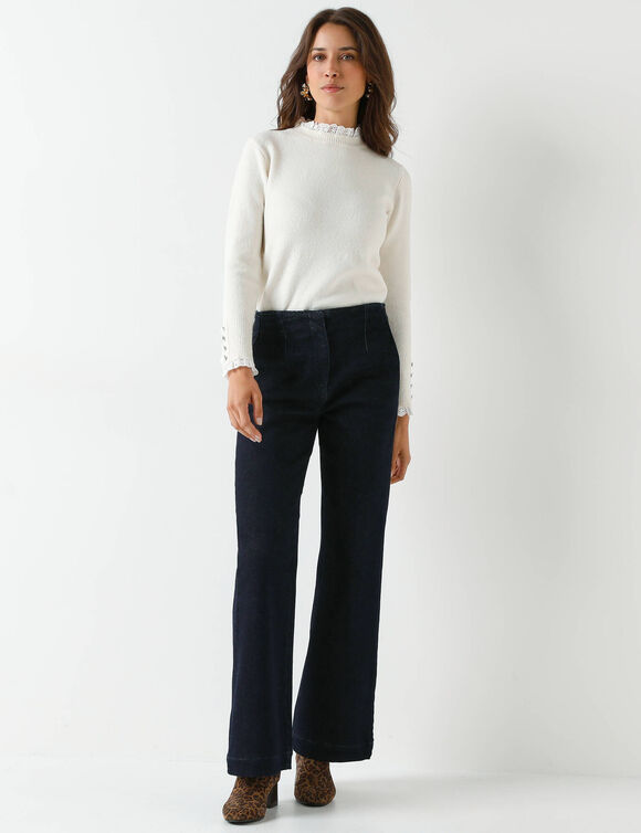 Pull effet 2-en-1, détails broderie anglaise (écru)