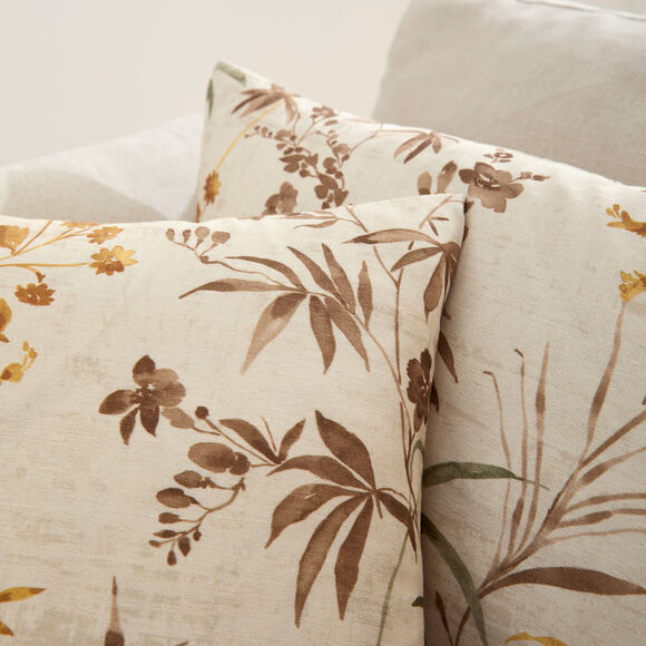 Housse de coussin imprim&eacute; feuillage - lot de 2 (&eacute;cru)