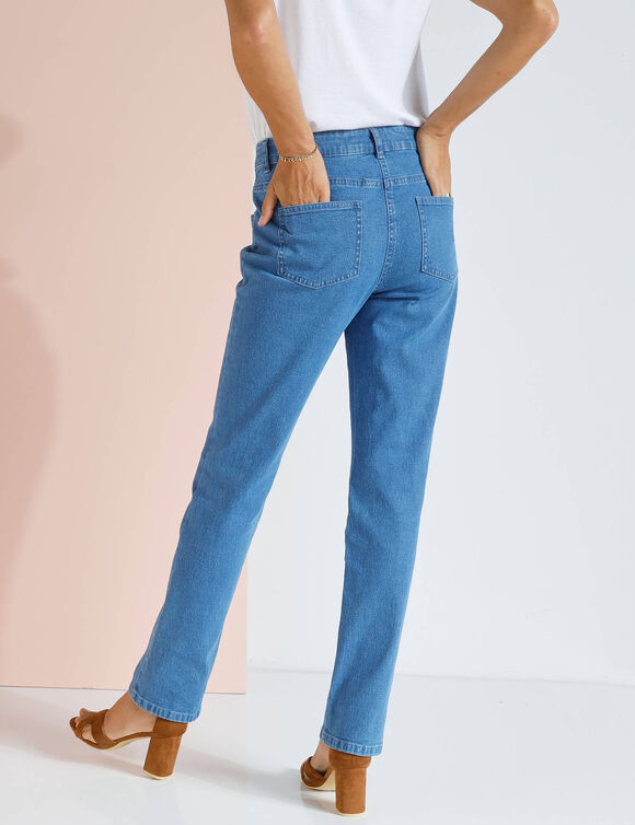 Pantalon effet ventre plat, coton stretch (bleached)