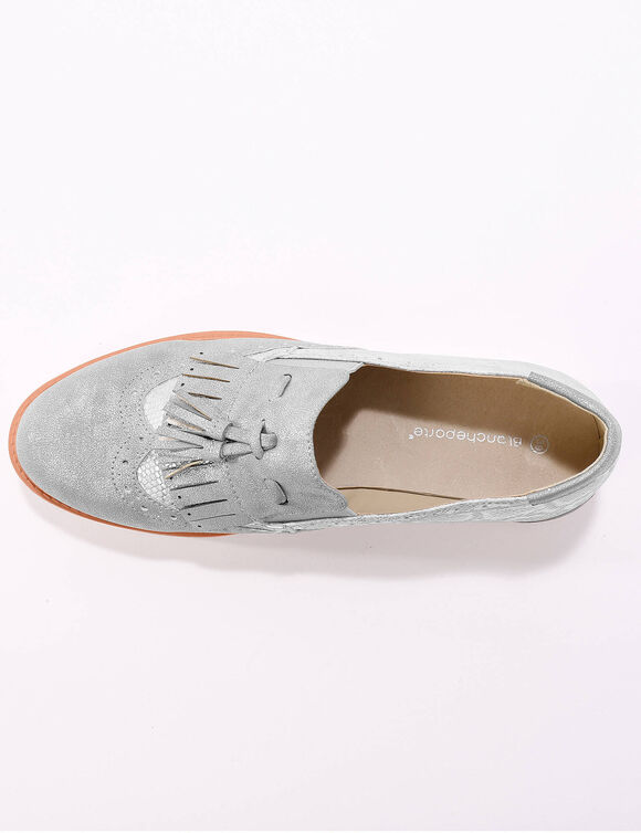 Slippers compensés à franges et glands - python gris/argenté (grijs / zilverkleurig)