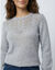 Pull col rond maille ajour&eacute;e, toucher doux (gris chin&eacute;)
