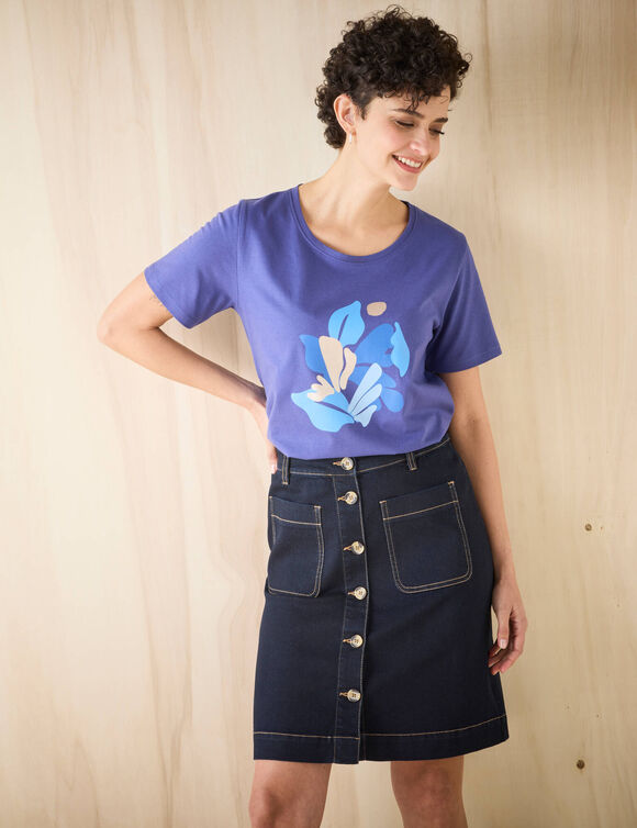 T-shirt manches courtes print placé (marine)