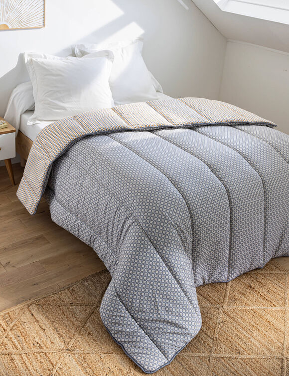 Dekbed in microvezel met grafische print 400 g/m2 (grijs / geel)