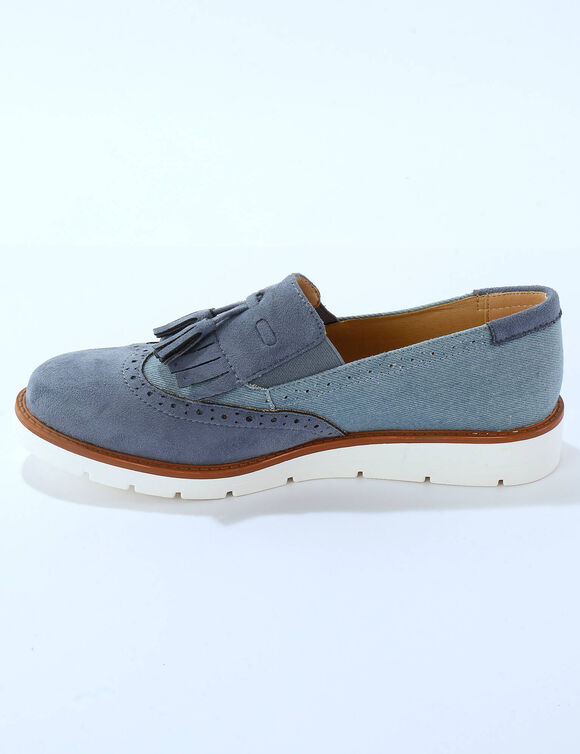 Slippers &agrave; franges (bleu)