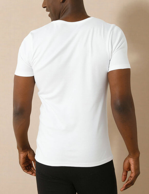 T-shirt sous-v&ecirc;tement homme col V manches courtes chaleur douce - lot de 2 (blanc)