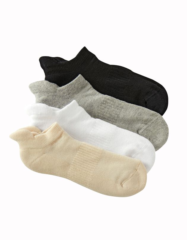 Socquettes basses spéciales sport - lot de 4 (gris / beige)