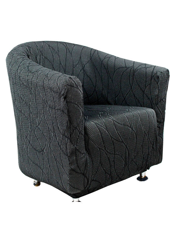 Housse extensible motif jacquard "serpentins" spéciale fauteuil cabriolet  (gris)
