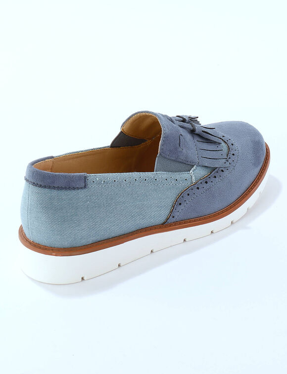 Slippers à franges (bleu)