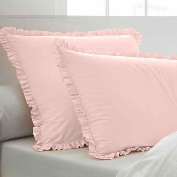 Linge de lit uni percale (rose poudré)