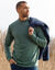 T-shirt met opstaand kraagje, fleece binnenkant (donkergroen)