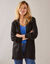 Gilet long porter ouvert, maille anglaise toucher doux (noir)