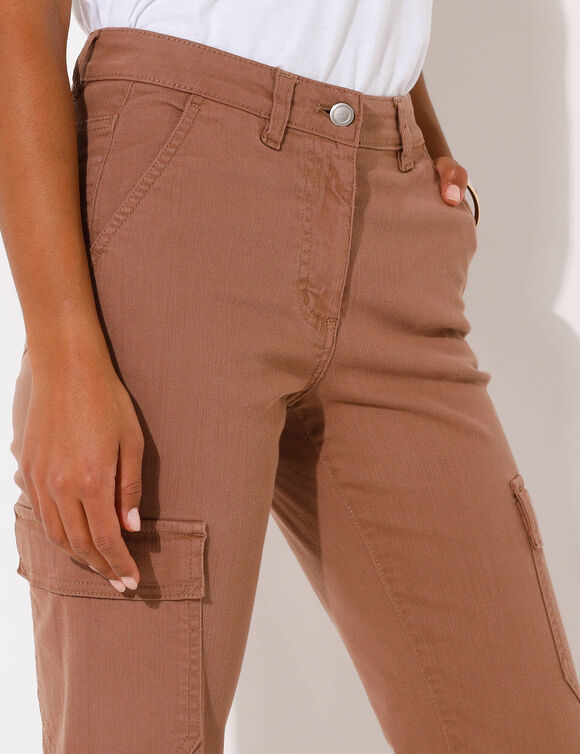 Pantalon 7/8ème cargo, twill stretch (taupe)
