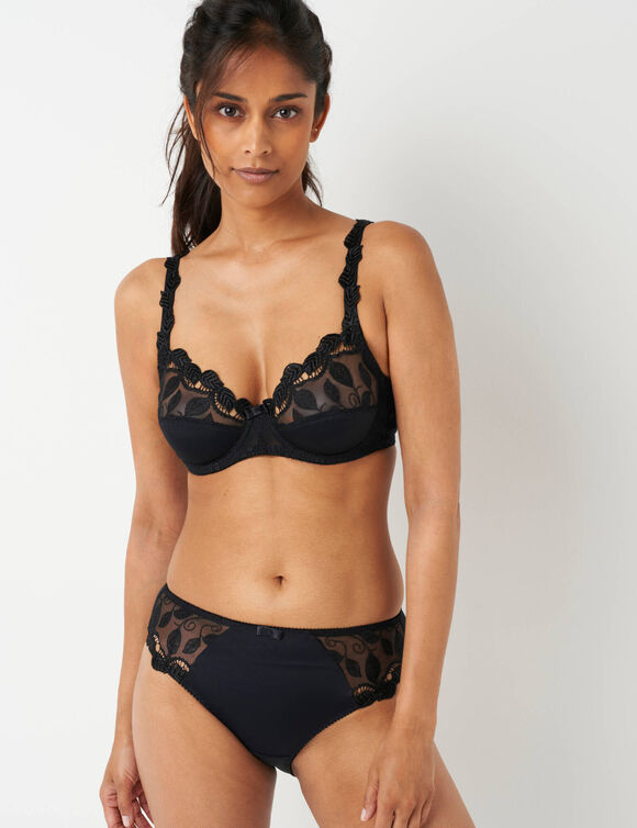 Rima-slipje van microvezel en guipure - set van 2 (zwart)