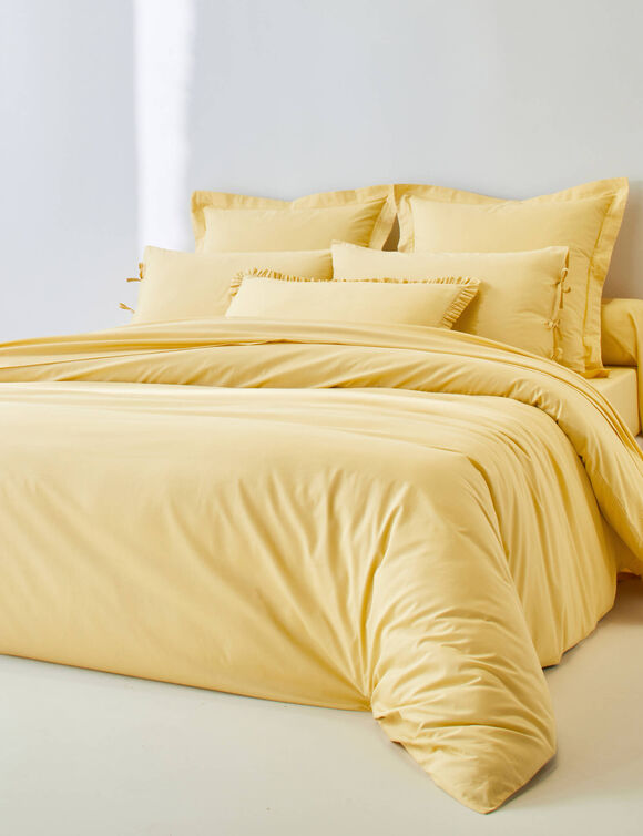 Effen bedlinnen in katoenbatist (lichtgeel)