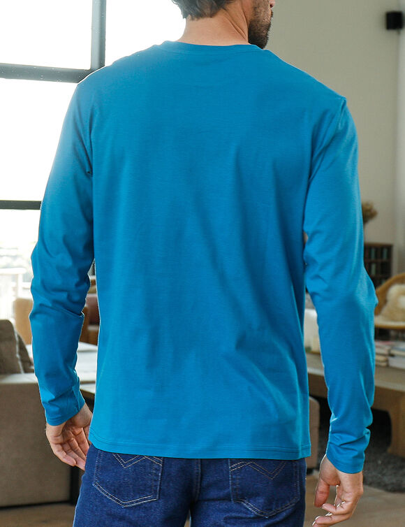 T-shirt col rond manches longues - lot de 3 (bleu + marron + gris)
