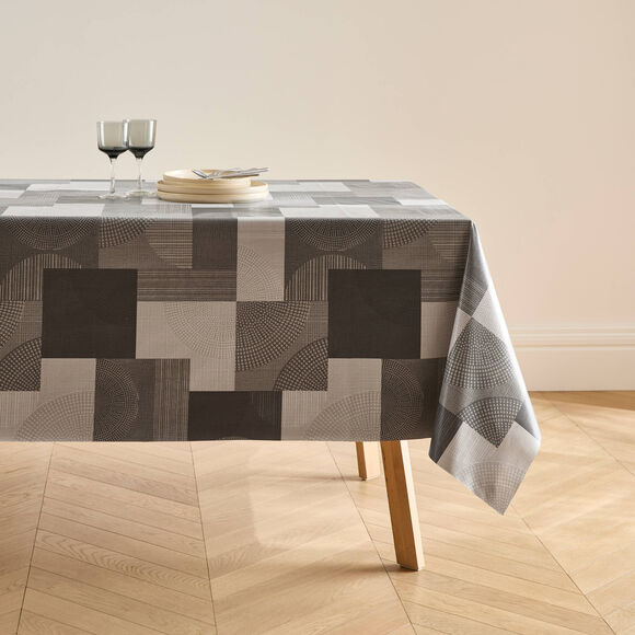 Tafelzeil van gewaxte stof met geometrische print (grijs)