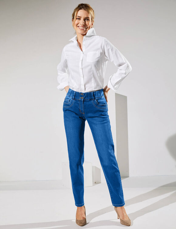 Jean mom taille élastiquée (stone)