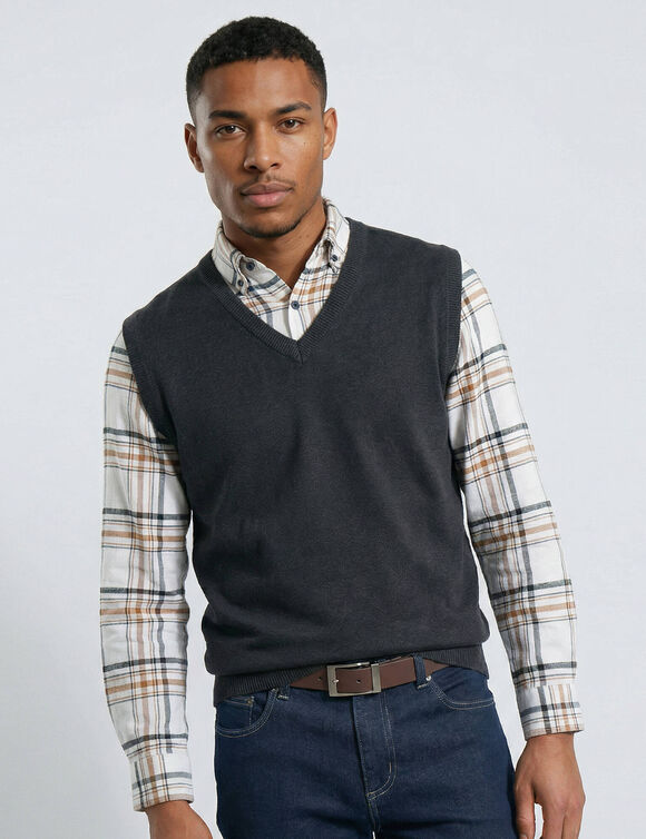 D&eacute;bardeur col V (anthracite)