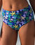 Bedrukte, modellerende bikinislip met hoge taille Naga (blauw / groen)