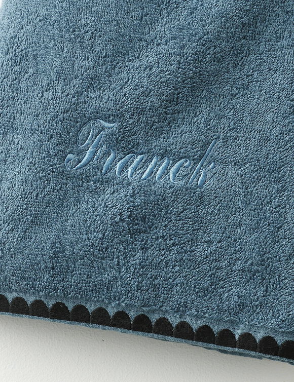 Serviettes de bain finition broderie fantaisie personnalisable - 420g/m2 (jeansblauw)