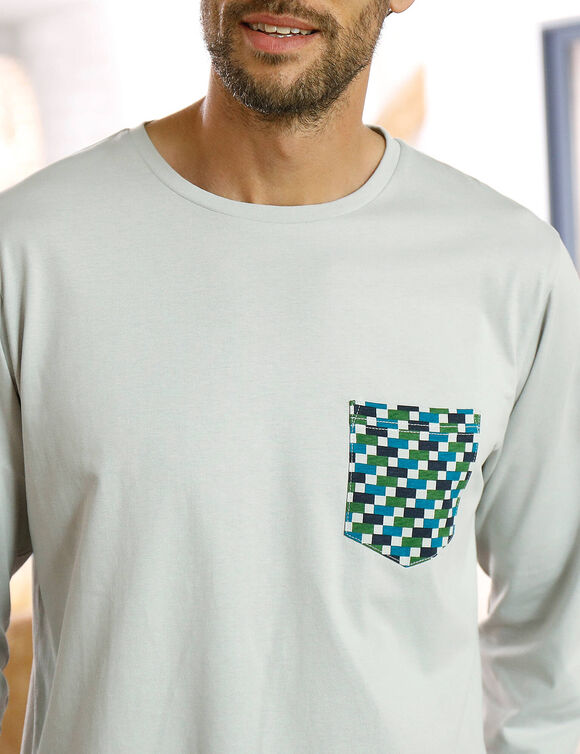 T-shirt pyjama manches longues gris (gris)