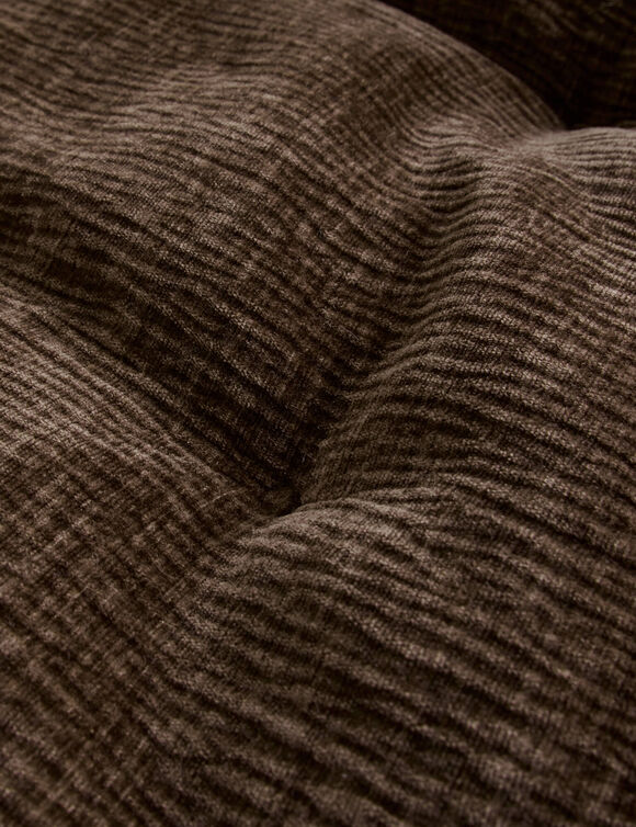 Long coussin de canap&eacute; tissage chenille (chocolat)