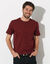 T-shirt met ronde hals en korte mouwen - set van 3 (bordeaux + marine + blauw)