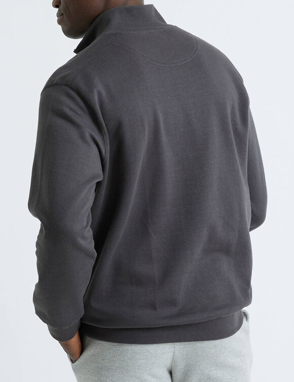 Sweat molleton col camionneur zippé (anthracite chiné)