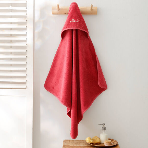 Cape de bain bébé personnalisable (framboise)