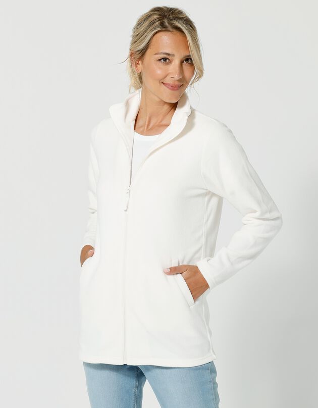 Veste polaire zippée manches longues (écru)