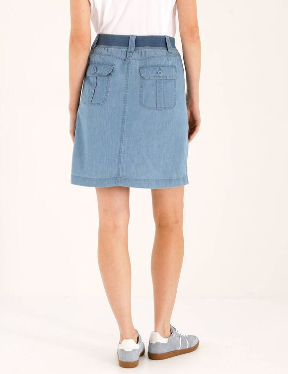 Jupe battle multi-poches, denim l&eacute;ger (bleached)