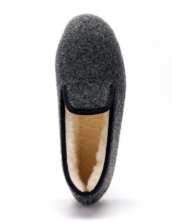 Charentaises silencieuses unies fourr&eacute;es laine (anthracite)