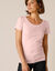 Effen T-shirt met korte mouwen en ronde hals in biokatoen(**) (poederroze)