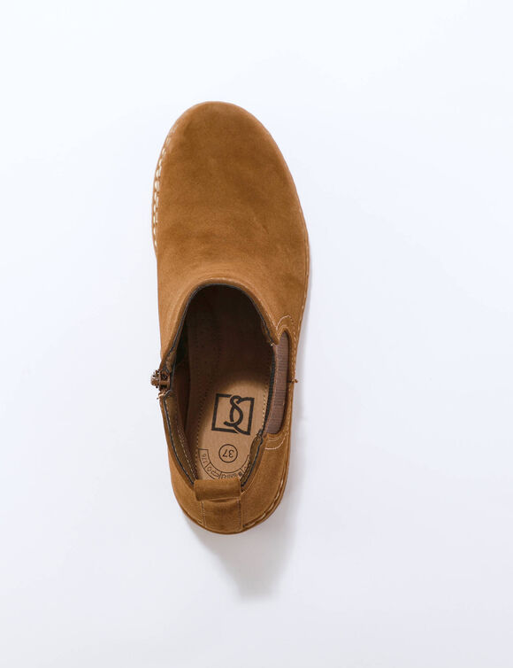 Boots met sleehak, elastiek opzij (karamel)