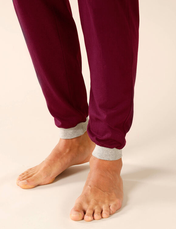 Pyjamabroek met aangetrokken pijponderkanten - set van 2 (grijs + bordeaux)