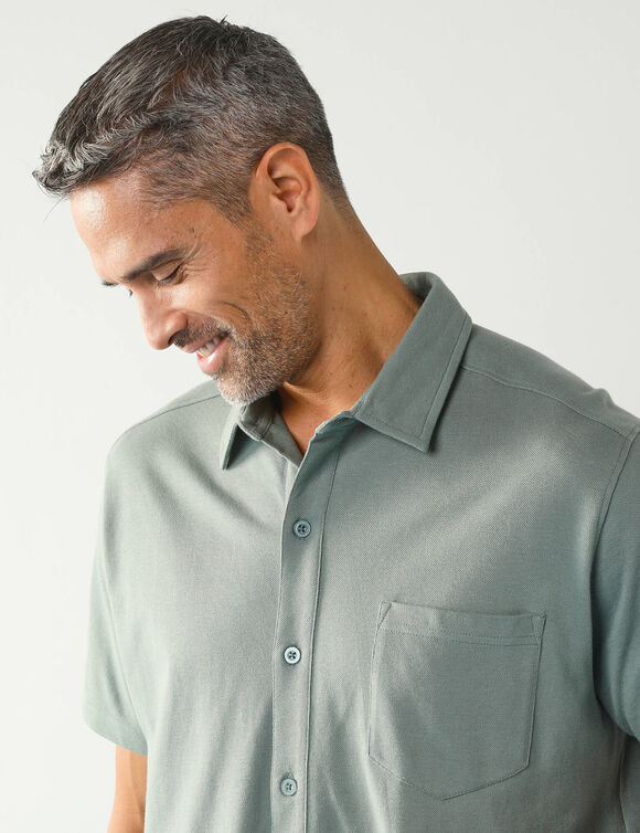 Hemd in piquétricot, korte mouwen (kleigroen)