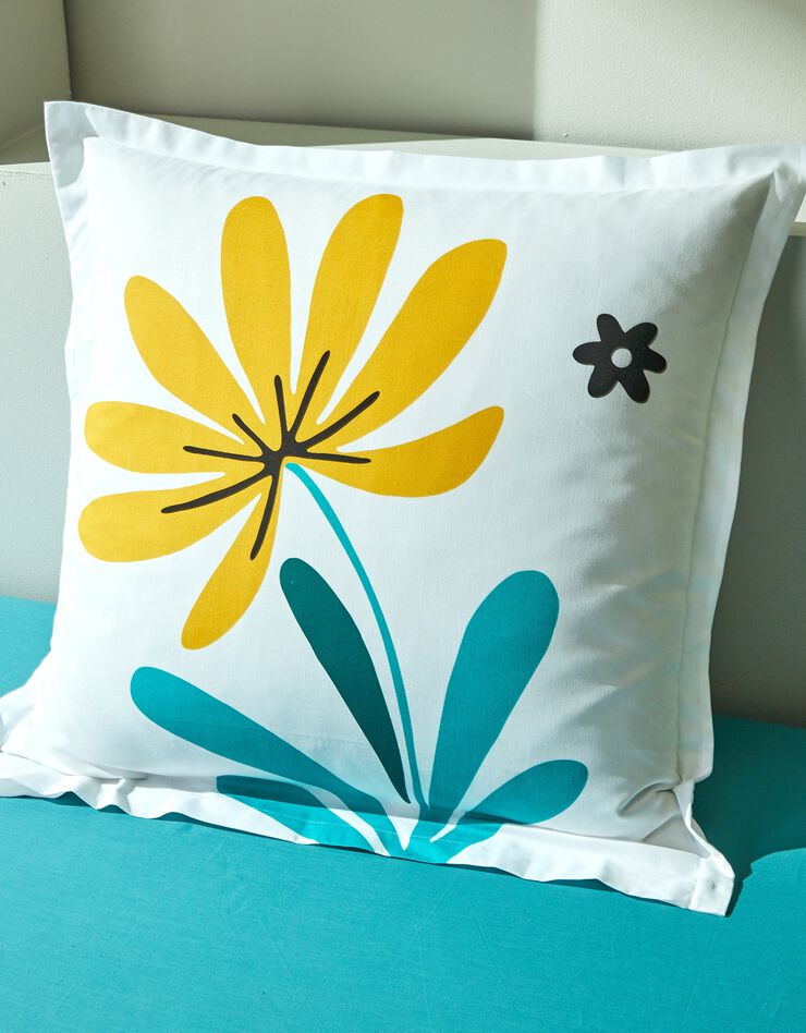 Linge de lit Garden coton imprimé bouquet fleuri (blanc)