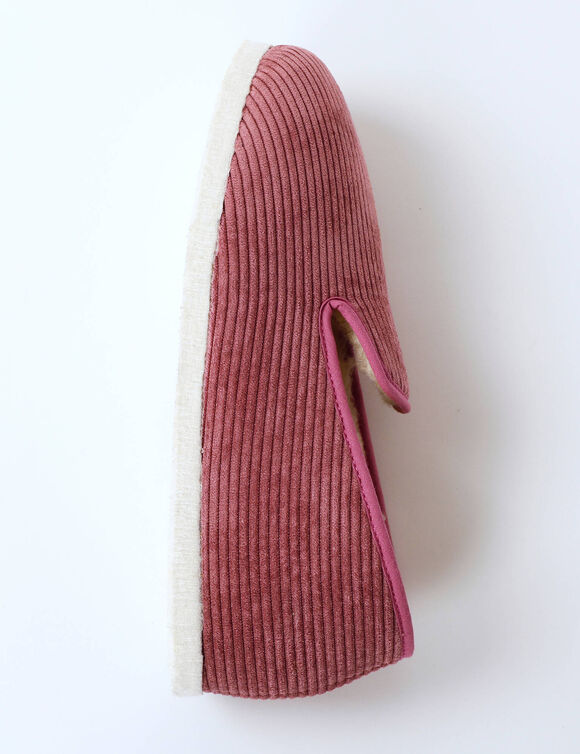 Pantoffels in velours met wolvoering (roze)