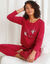Pyjama met lange mouwen en 'tortelduif' motief (kersenrood)