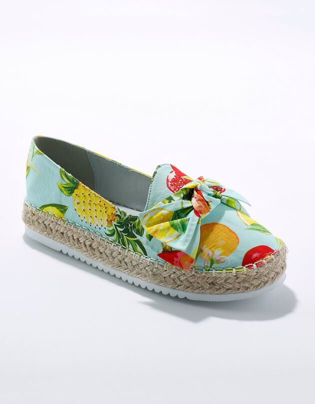 Mocassins espadrilles imprimées à noeud semelle corde crantée  (multicolore)
