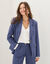 Gestreepte blazer, viscose-linnen (blauw)