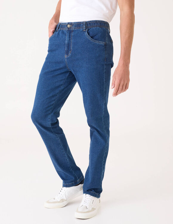Jeans met elastische taille - binnenpijpl. 72 cm (stone)
