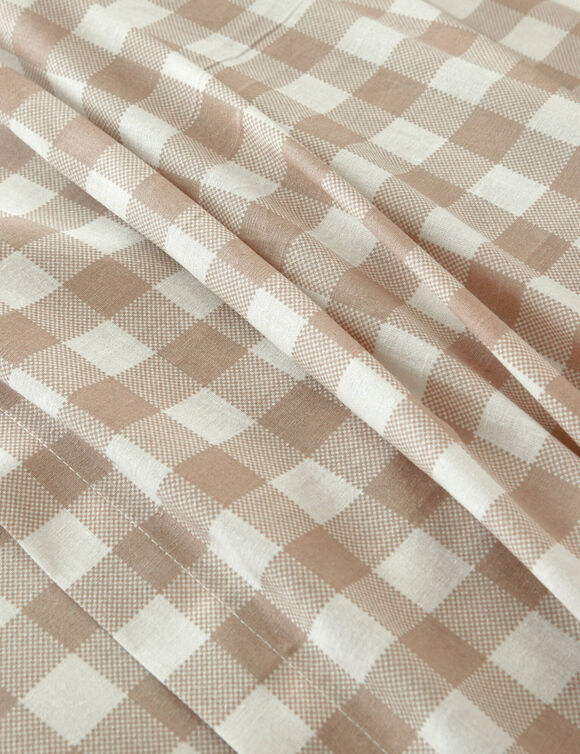 Lou-beddengoed met ruitenprint &ndash; van katoen (beige)