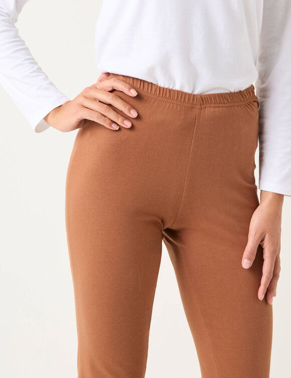 Legging bootcut uni, taille &eacute;lastiqu&eacute;e (noisette)