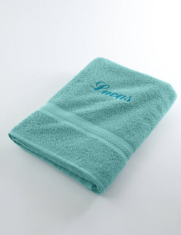 Effen handdoek, zacht comfort, personaliseerbaar (watergroen)