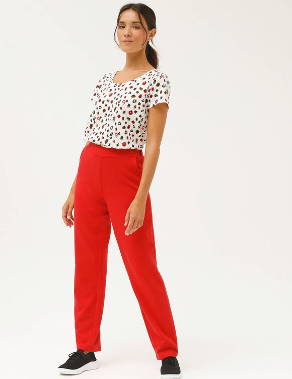 Pantalon coupe large molleton taille &eacute;lastiqu&eacute;e (rouge)