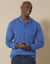Effen polo in piquétricot met lange mouwen (blauw)