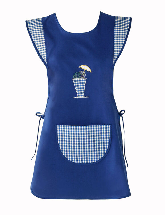 Mouwloze schort in overgooiermodel (blauw)